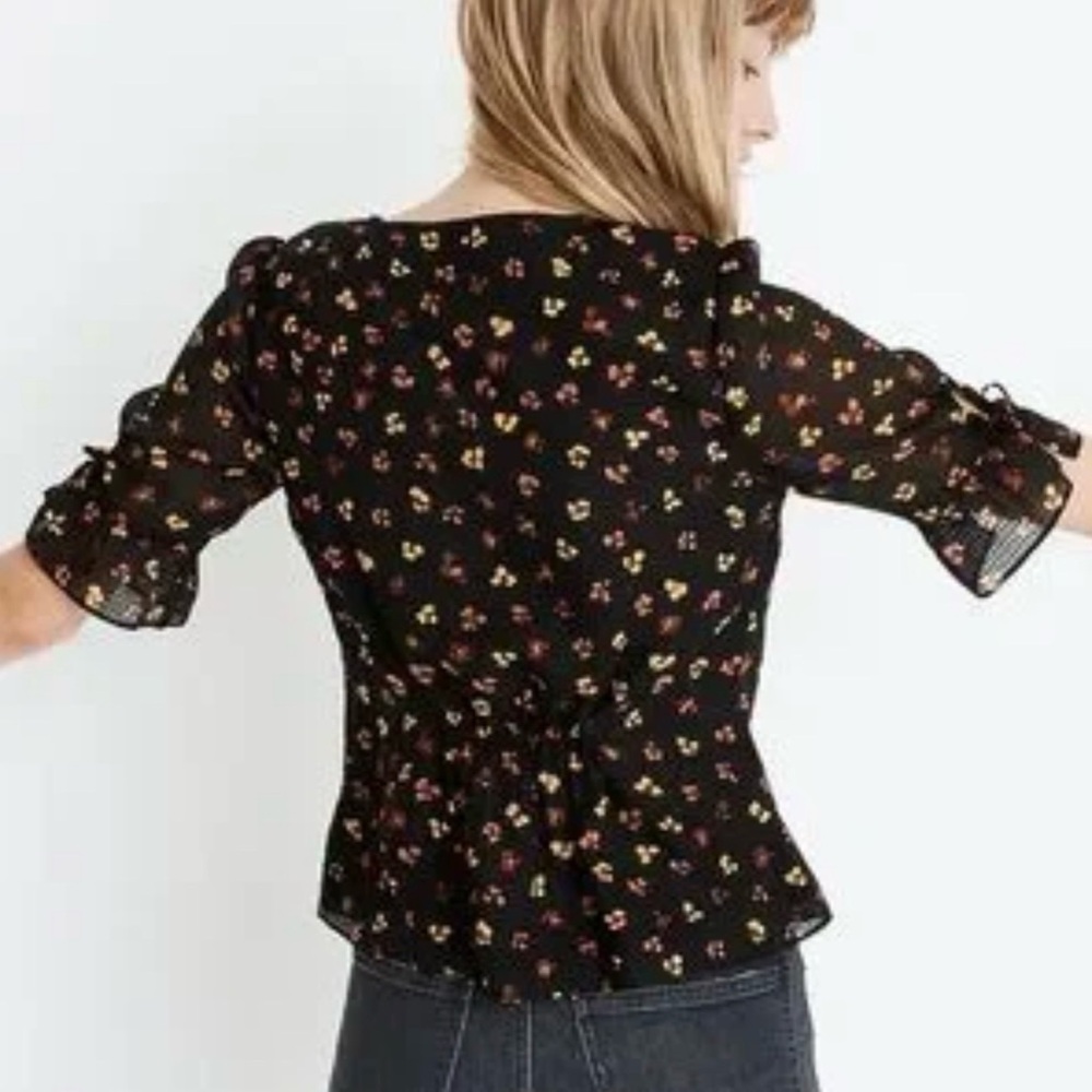 Madewell Silk Daylight Tie-Sleeve Top in Feline Flora Size 6
